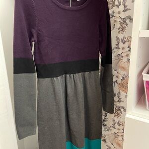 Eliza J Colorblock Dress - Purple, Gray, and Teal